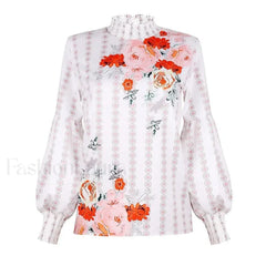 Printed Floral Korean Office Lady Blusas Blouse
