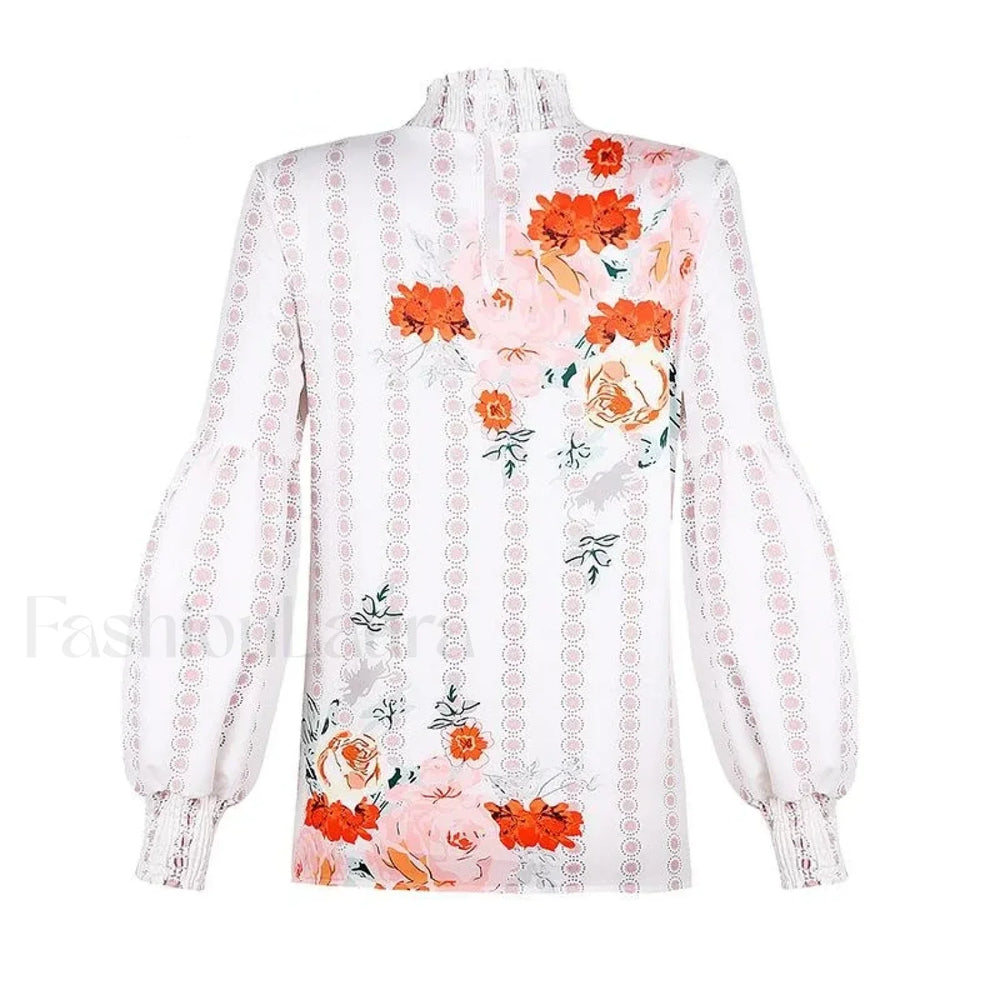 Printed Floral Korean Office Lady Blusas Blouse
