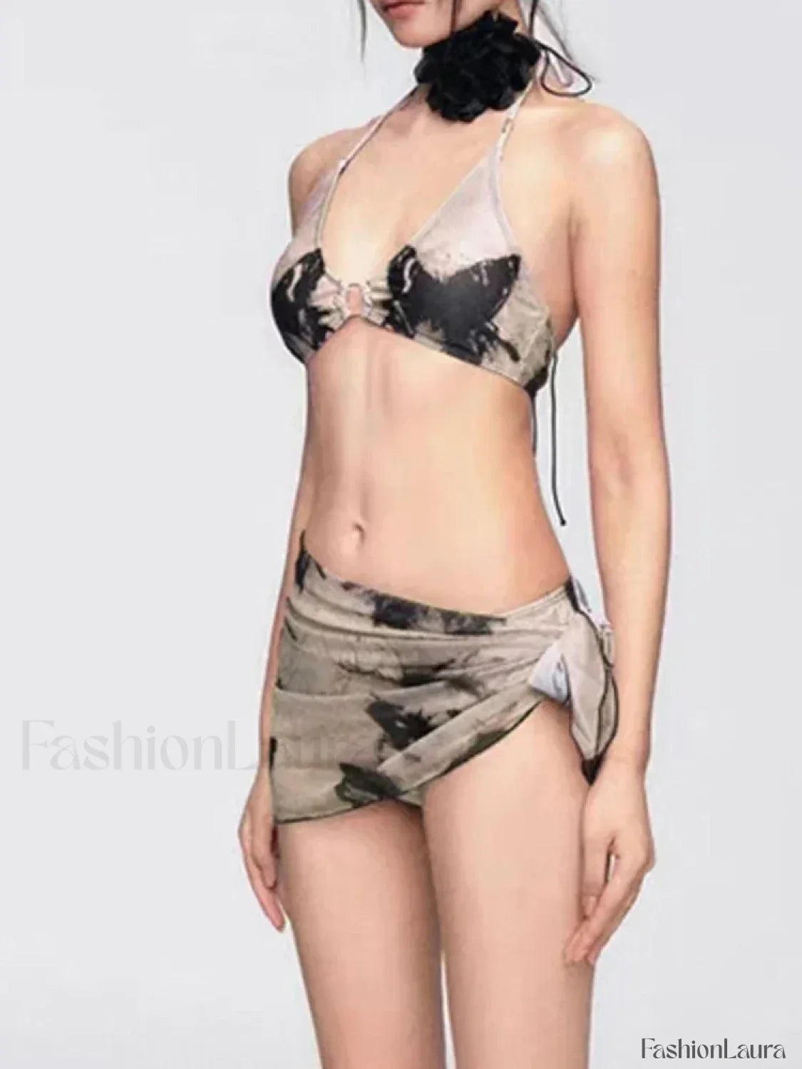 Printed Hollow Lace Three Piece Set