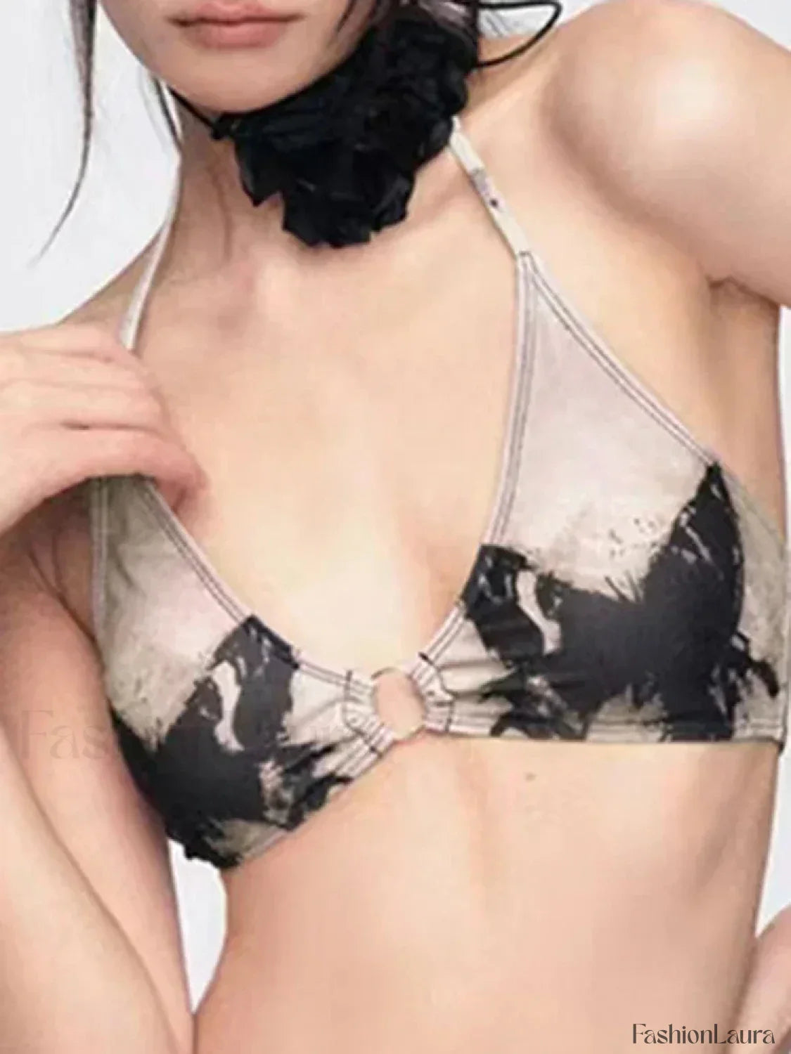 Printed Hollow Lace Three Piece Set