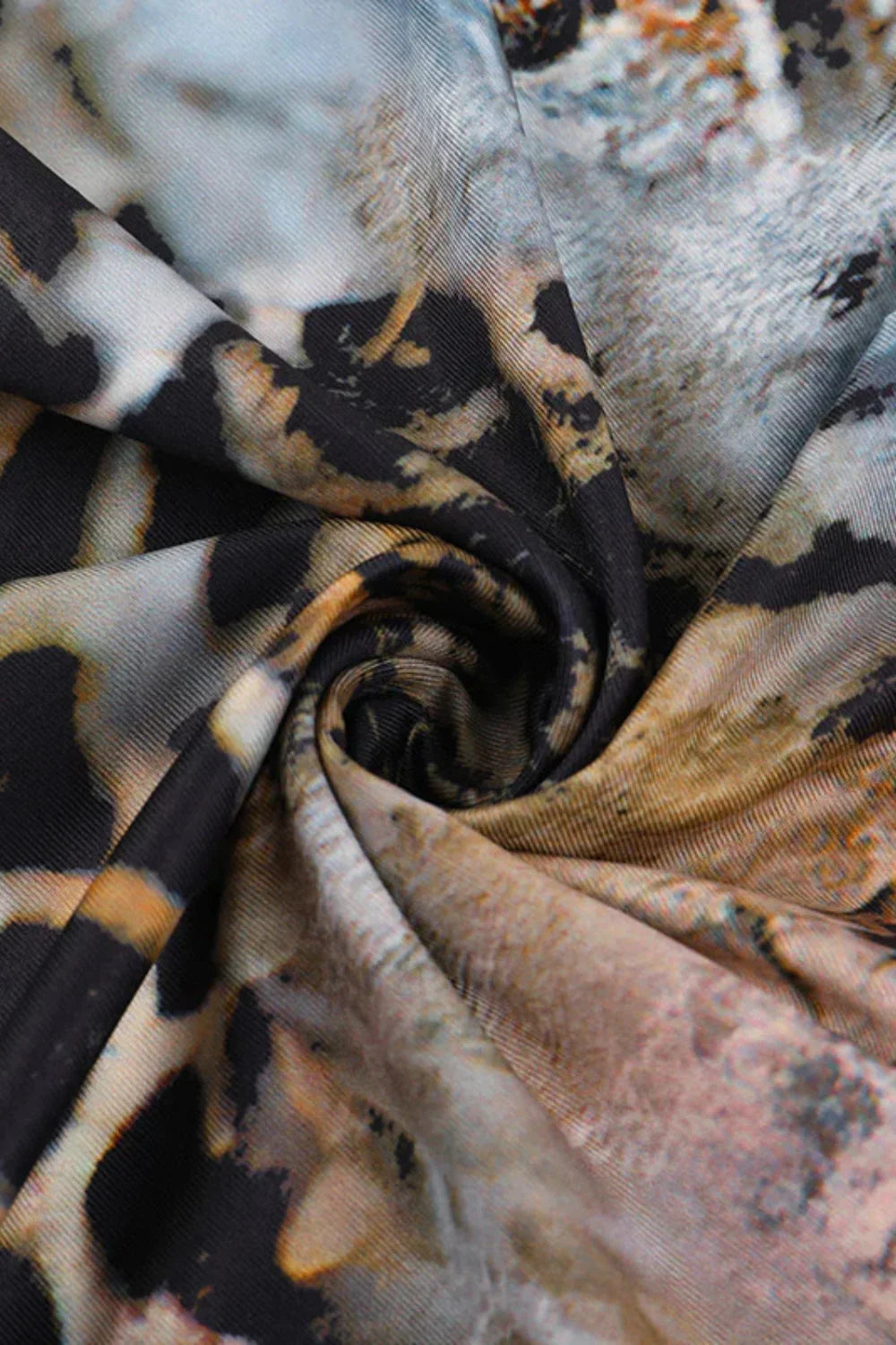 Printed Hollow Snake Pattern Sexy Perspective Floral Dress