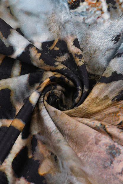 Printed Hollow Snake Pattern Sexy Perspective Floral Dress