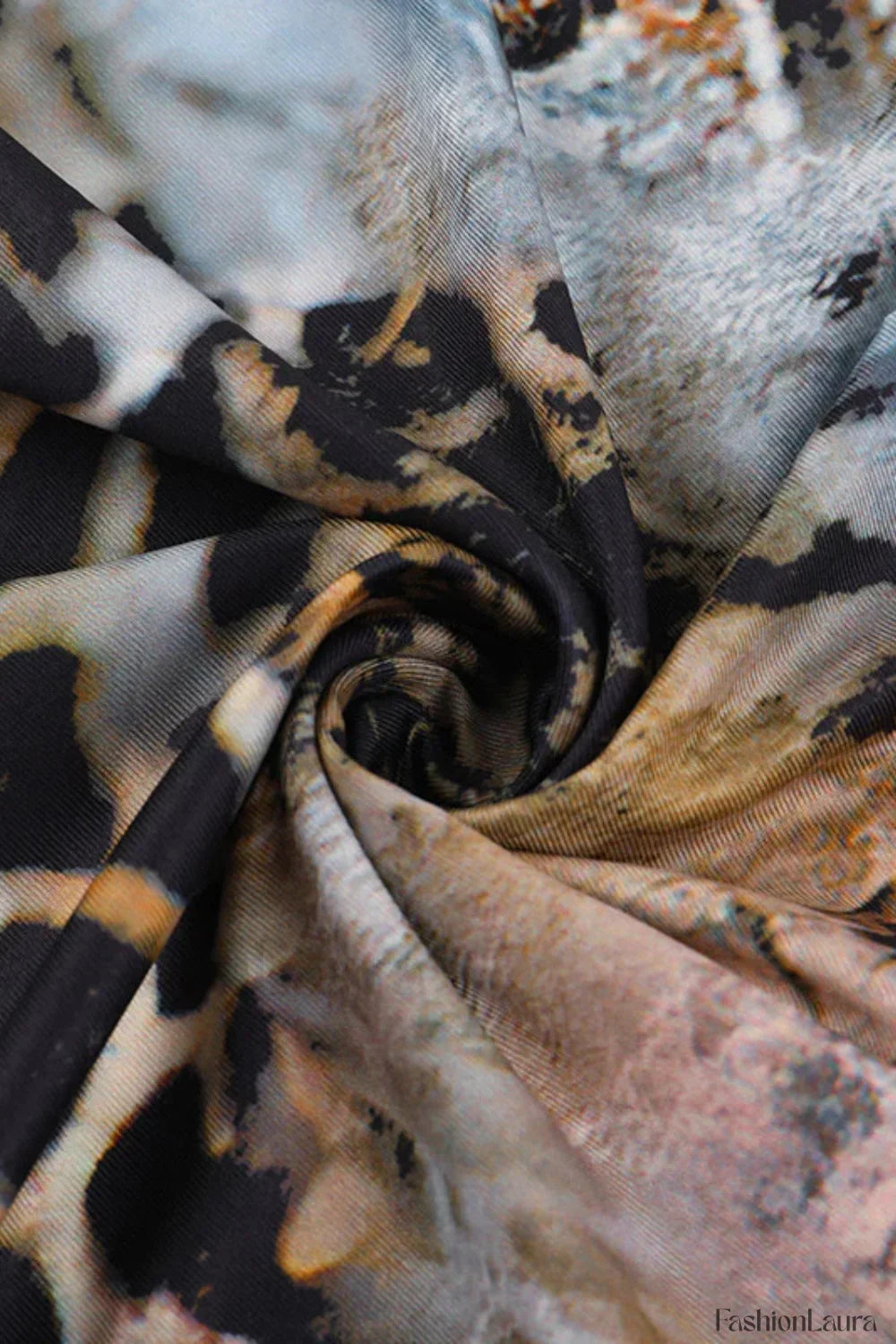 Printed Hollow Snake Pattern Sexy Perspective Floral Dress