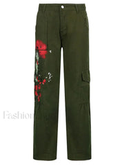 Printed Low Waist Cargo Jeans Jeans