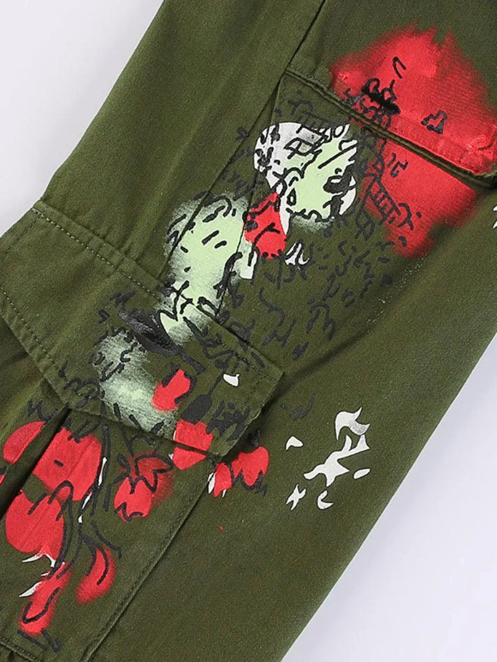 Printed Low Waist Cargo Jeans Jeans