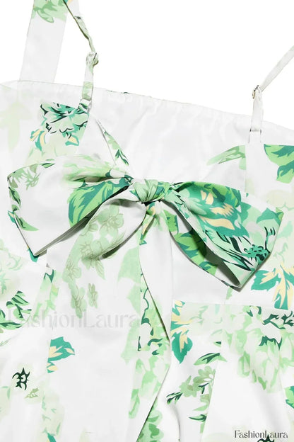 Printed Retro Butterfly Backless Strappy Mini Dress