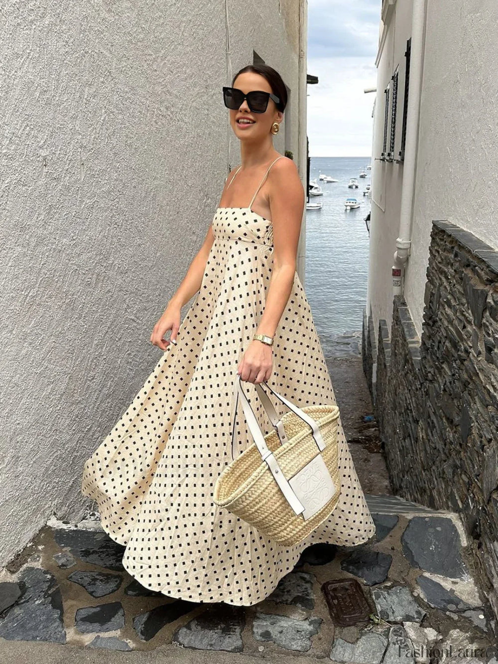 Printed Spaghetti Strap Long Dress Dresses