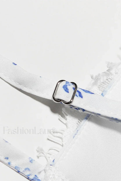 Printed Strappy Backless Slim Fit Split Floral Dress