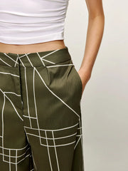 Printed Wide Leg Pants Pants
