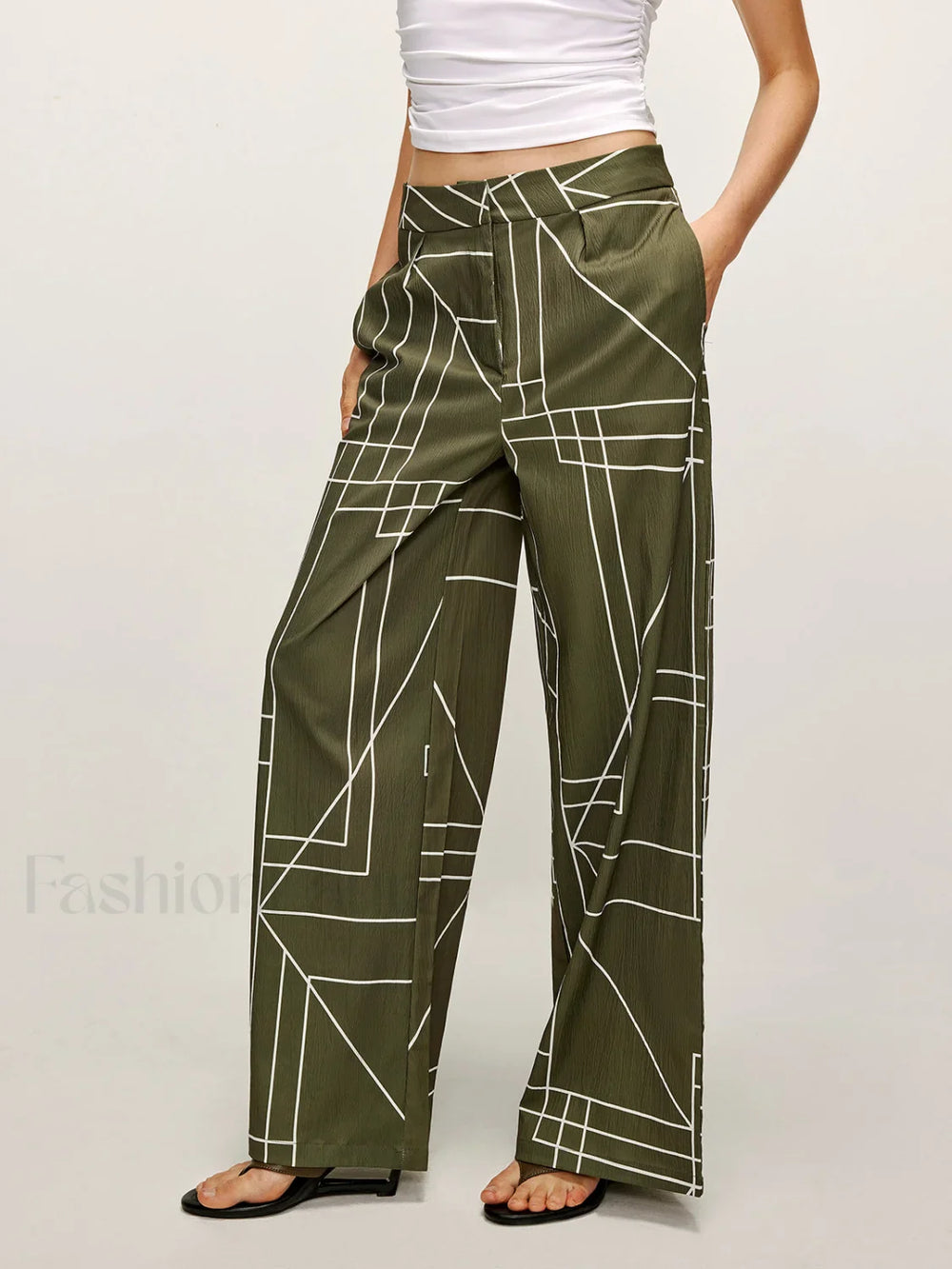 Printed Wide Leg Pants Pants