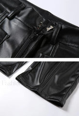 Pu High Waist Straight Pants Pants