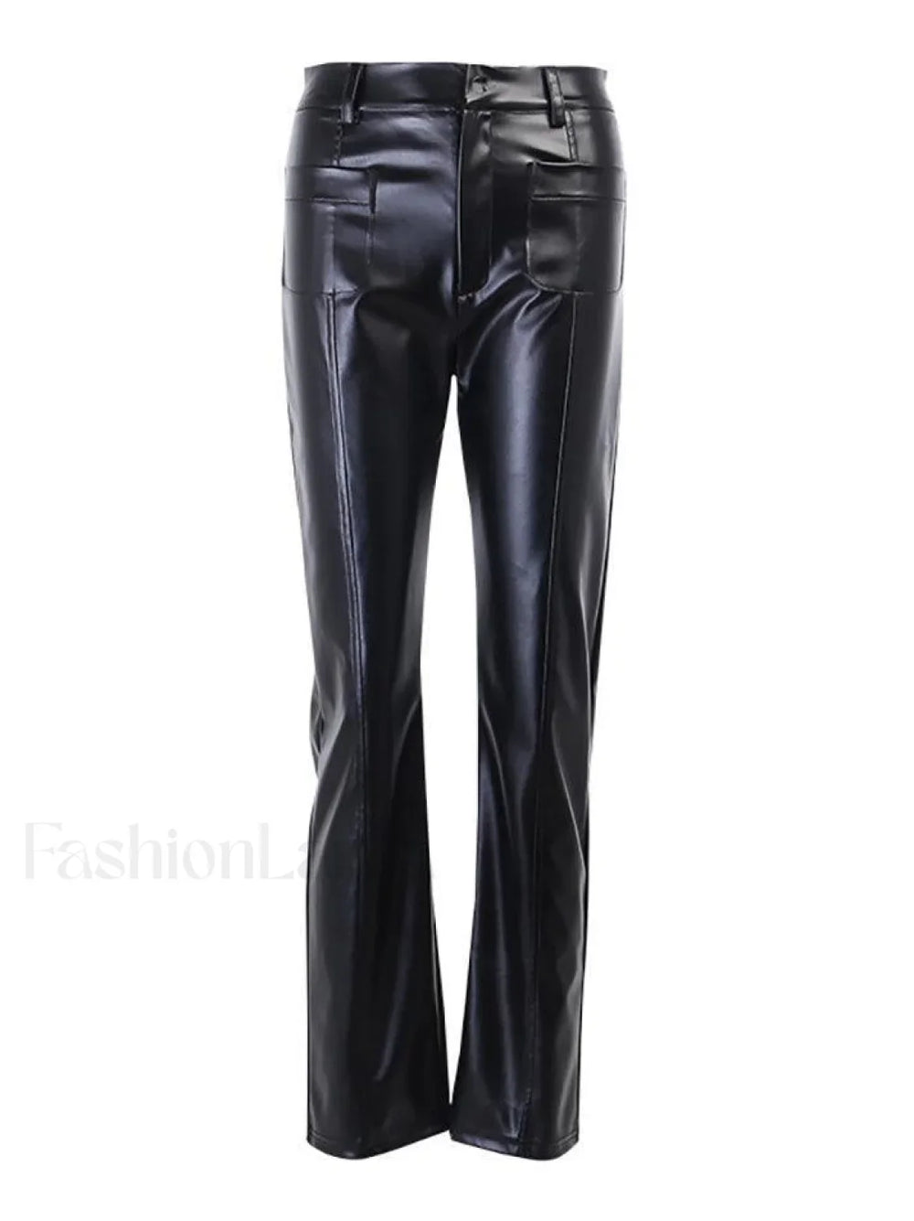 Pu High Waist Straight Pants Pants