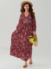 Puff Sleeve Flowy Boho Dress