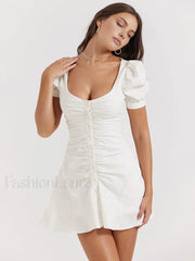 Puff Sleeve Short Shirt Dress Dresses