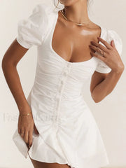 Puff Sleeve Short Shirt Dress Dresses