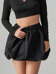 Puffball Pleated High Waist Skirt