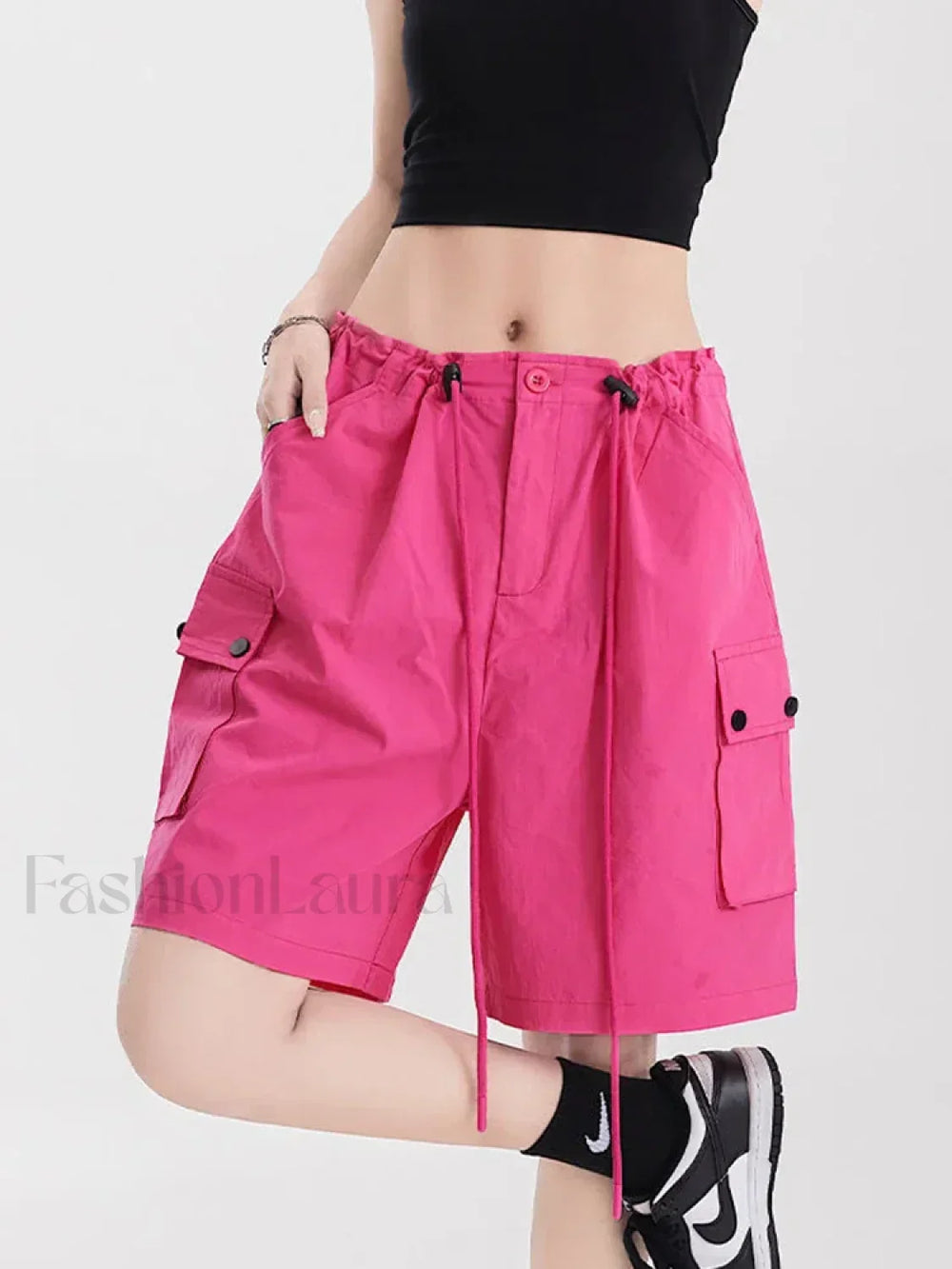 Punk Rose Color Cargo High Waist Short