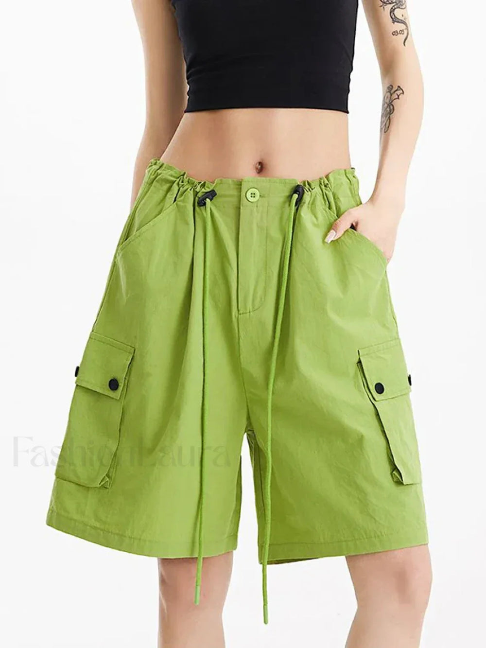 Punk Rose Color Cargo High Waist Short