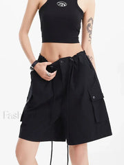 Punk Rose Color Cargo High Waist Short Black / S