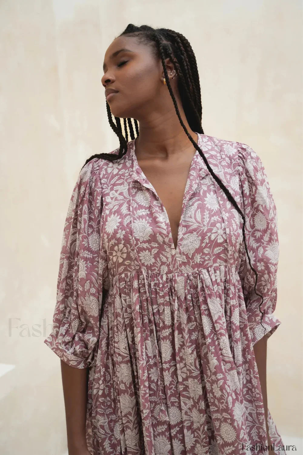 Purple Lantern Sleeve Boho Dress purple / S