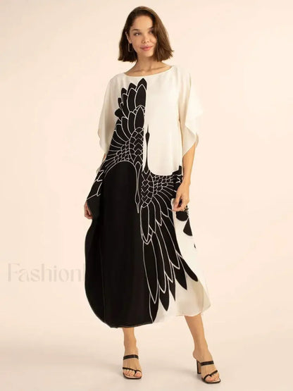 Rainbow Batwing Boho Maxi Cover Up