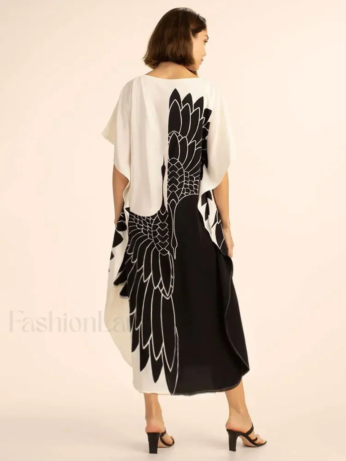 Rainbow Batwing Boho Maxi Cover Up BLACK / One Size