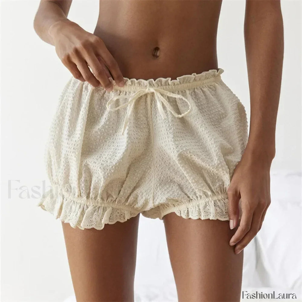 Red Gingham Lace Trim Lounge Short