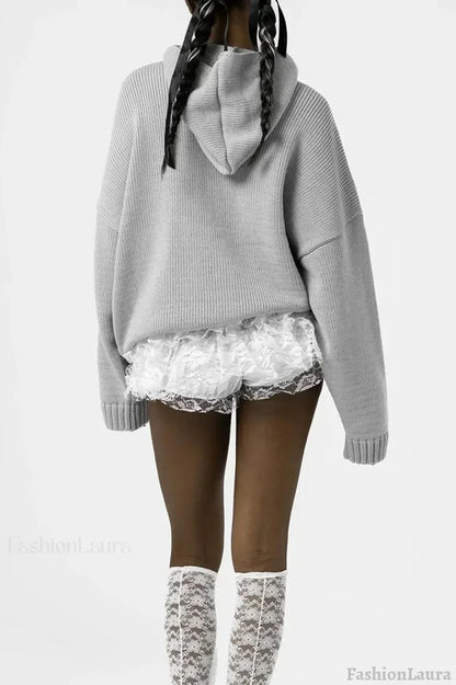 Relief Knitted Casual Loose Hoodie