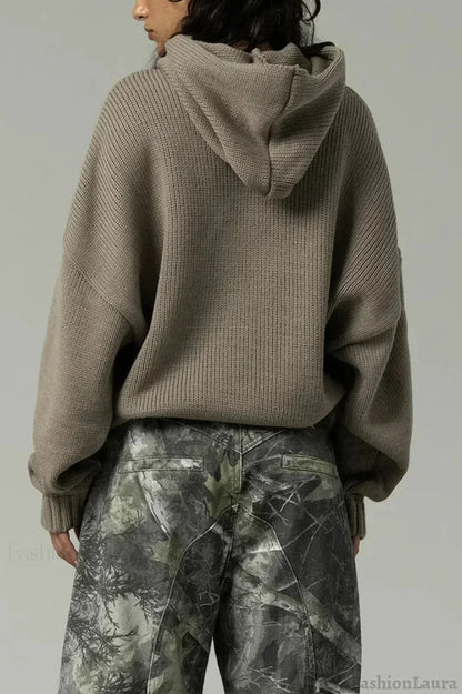 Relief Knitted Casual Loose Hoodie