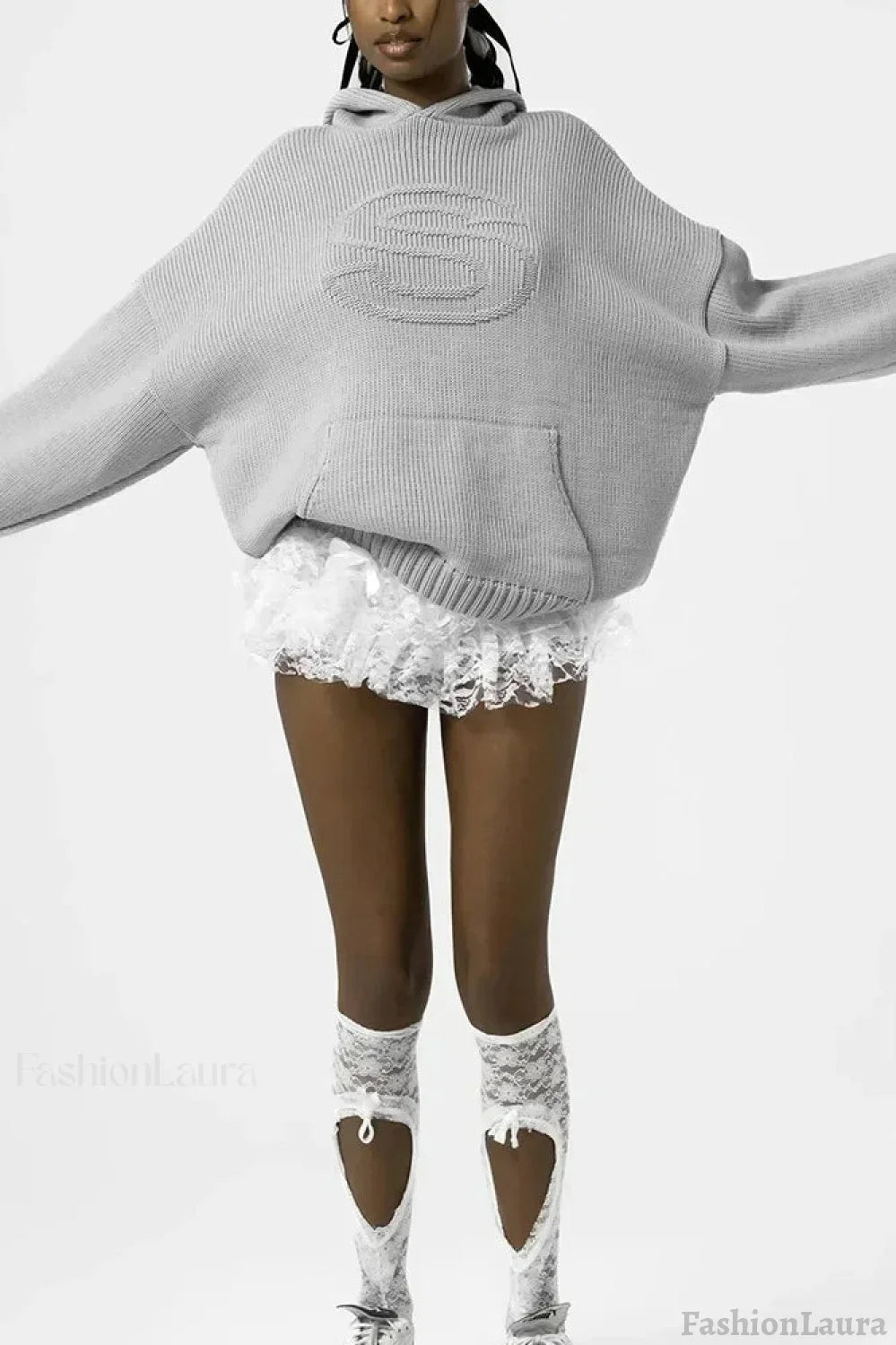 Relief Knitted Casual Loose Hoodie