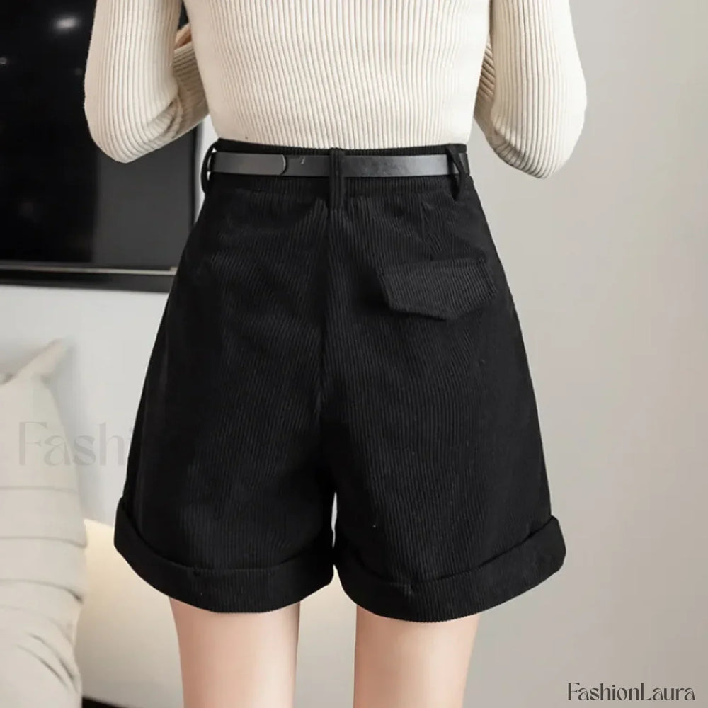Retro Corduroy Boyfriend Style Female Shorts