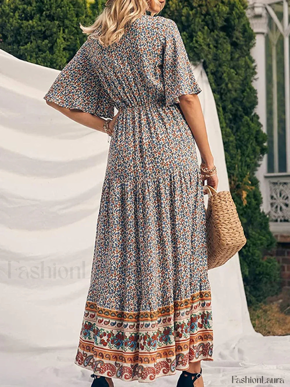 Retro High Waist Boho Dress