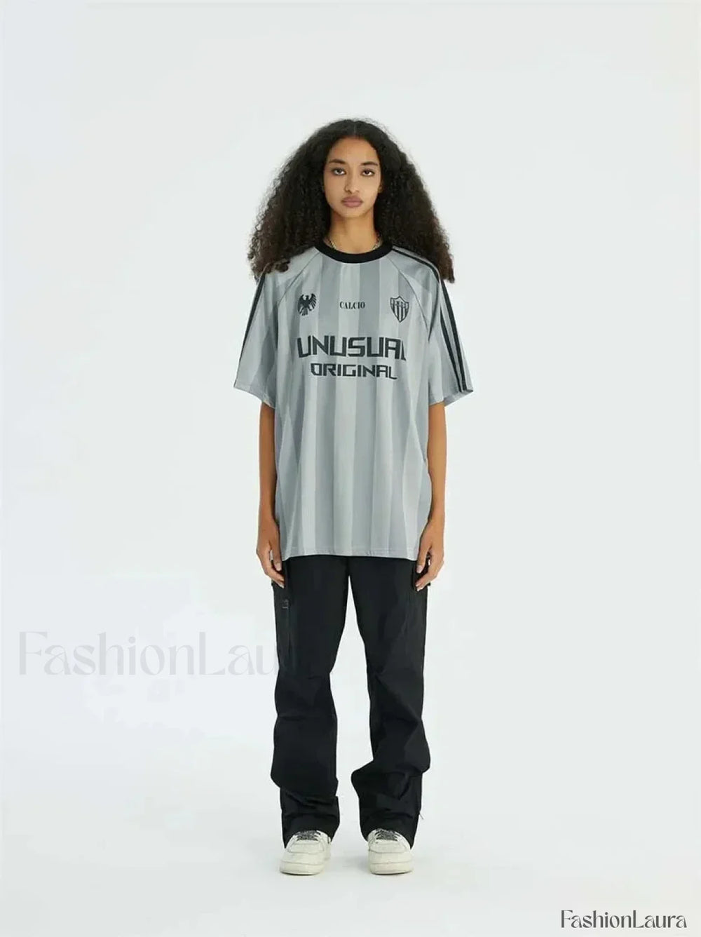 Retro Loose Contrast Letter T Shirt
