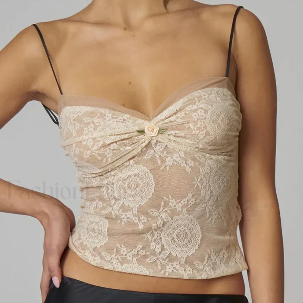 Retro Mesh Patchwork Crop Top