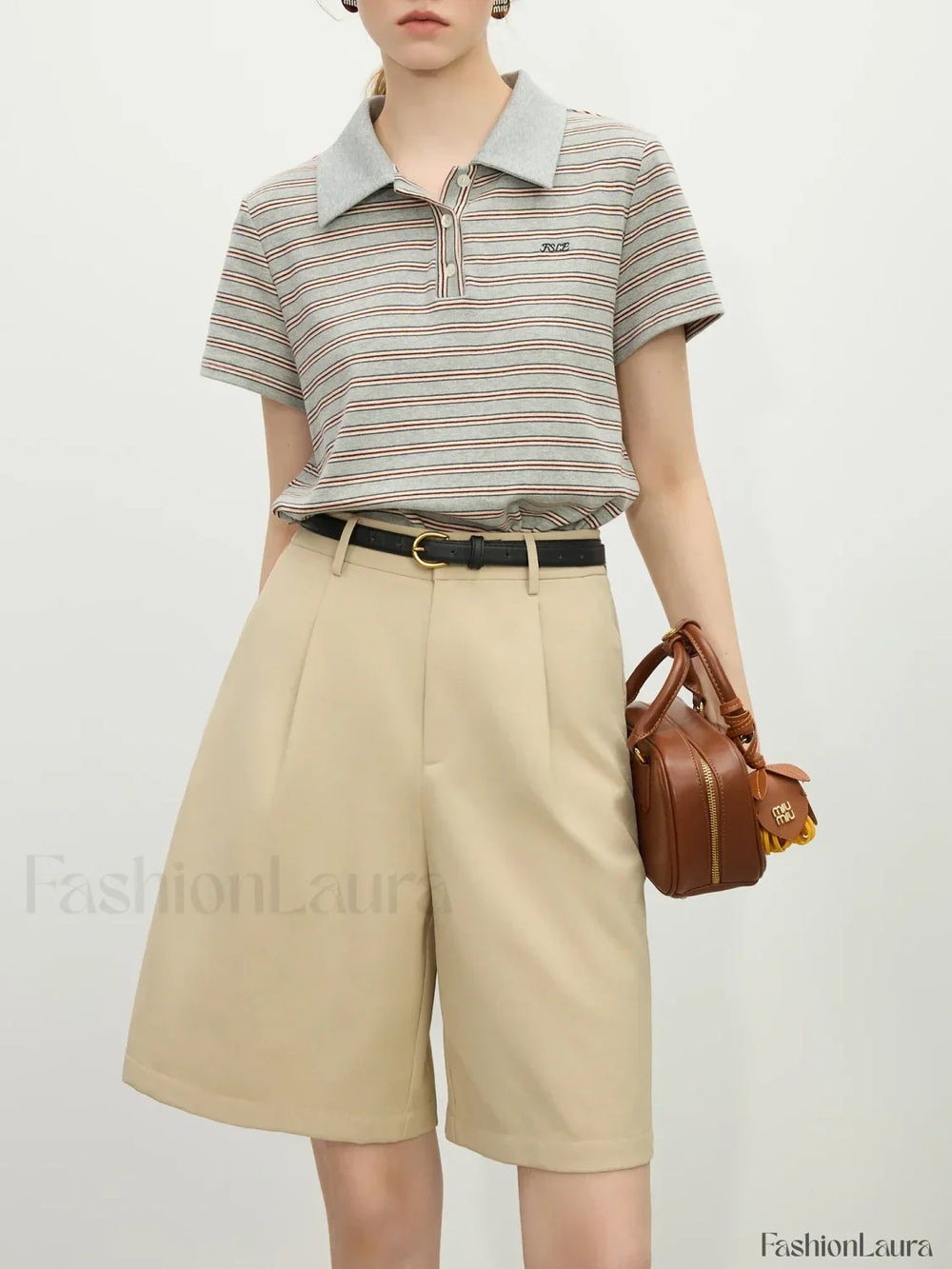 Retro Polo Collar Knitted Elegant T Shirt