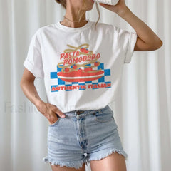 Retro Tomato Pasta Lover Vintage Foodie T Shirt WHITE / S