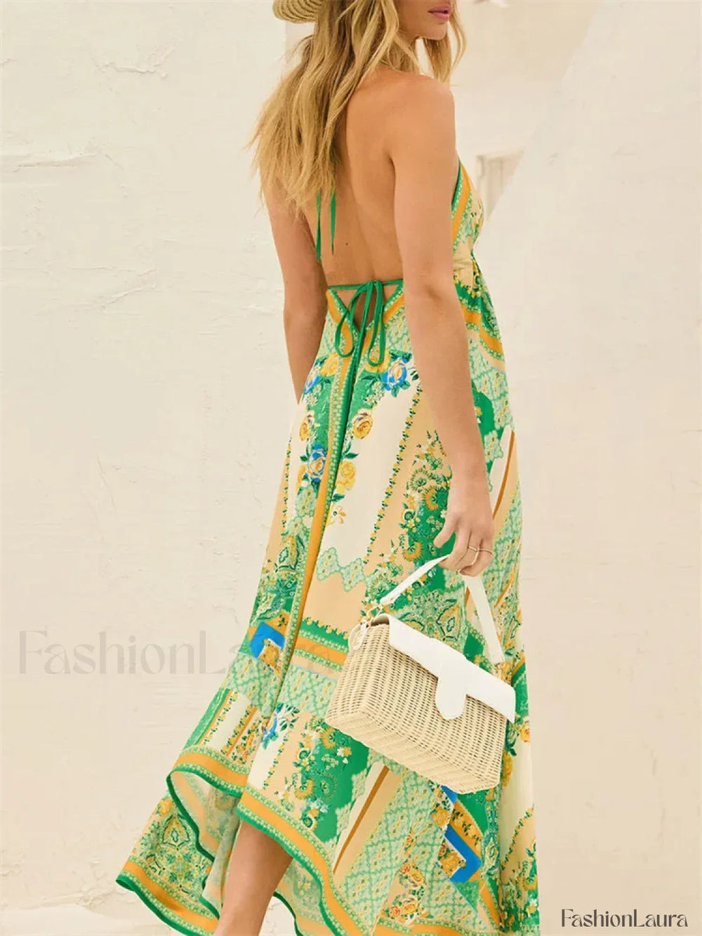 Retro V Neck Maxi Floral Dress