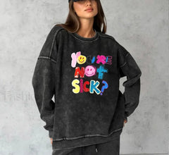 Retro Washed Cotton Long Sleeve Oversized T Shirt Black3 / M