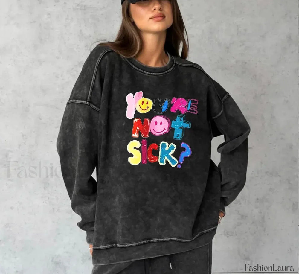 Retro Washed Cotton Long Sleeve Oversized T Shirt Black3 / M