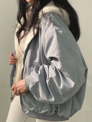 Reversible Oversize Fleece Hooded Jacket Jacket