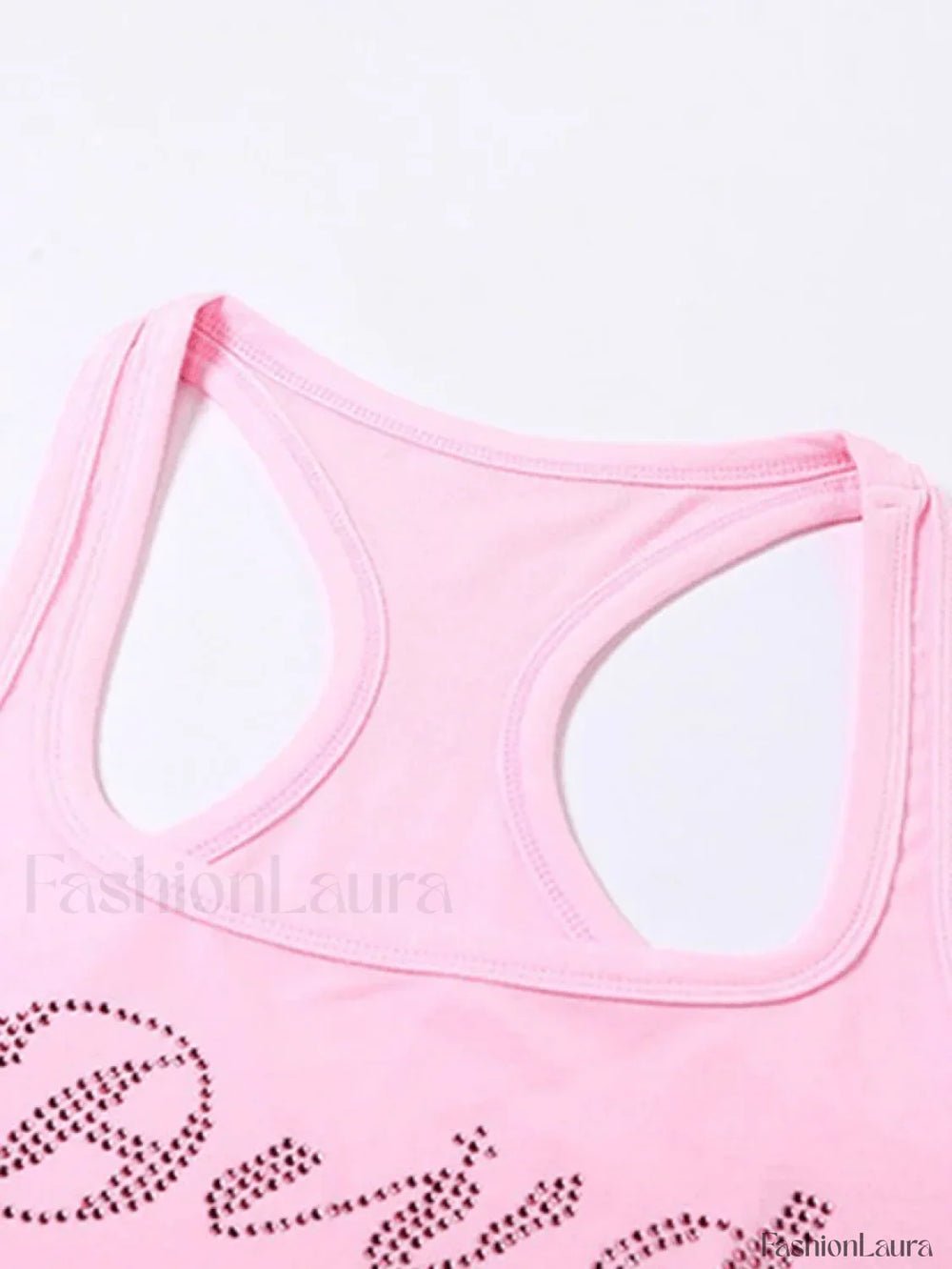 Rhinestone Letter Cropped Tank Top Tops&Tees