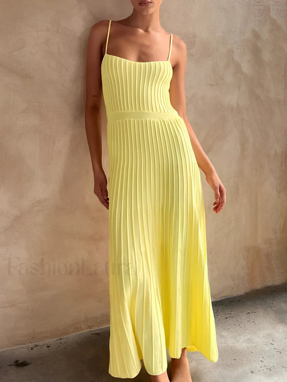 Rib Midi Sundress Yellow / XS Sweater Dresses