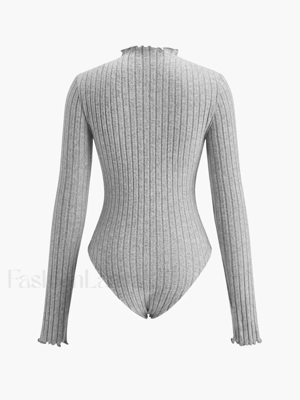 Ribbed Lettuce Trim Slim Bodysuit Bodysuits