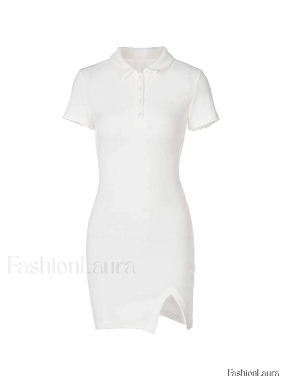 Ribbed Short Sleeve Slit Mini Dress Mini Dresses