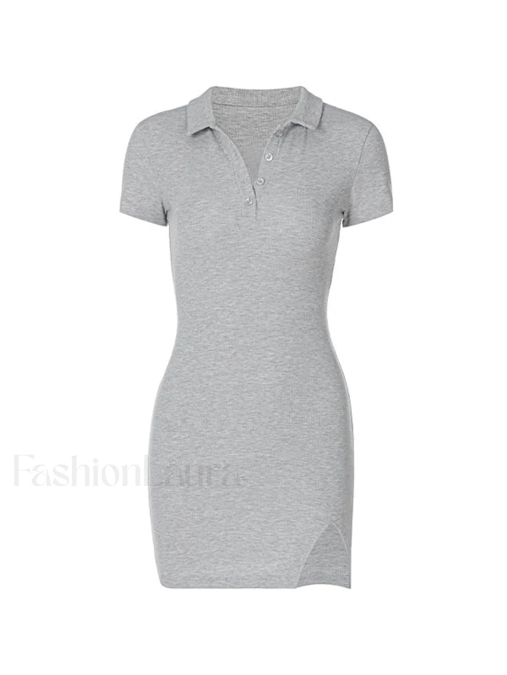 Ribbed Short Sleeve Slit Mini Dress Mini Dresses