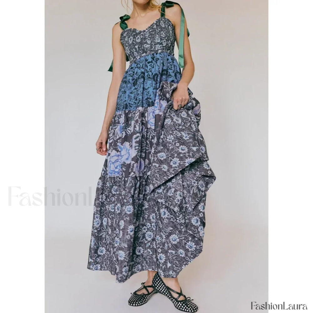 Ribbon Tie Up Swing Floral Dress color 11 / S