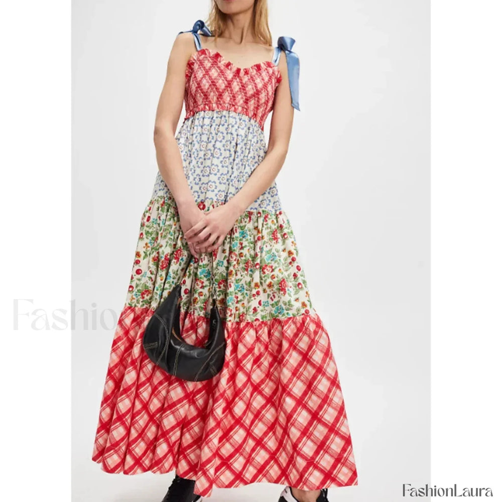 Ribbon Tie Up Swing Floral Dress color 12 / S