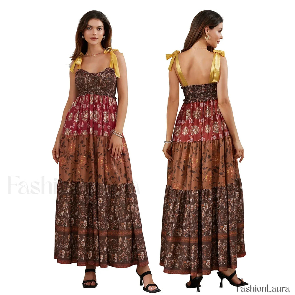 Ribbon Tie Up Swing Floral Dress color 6 / S