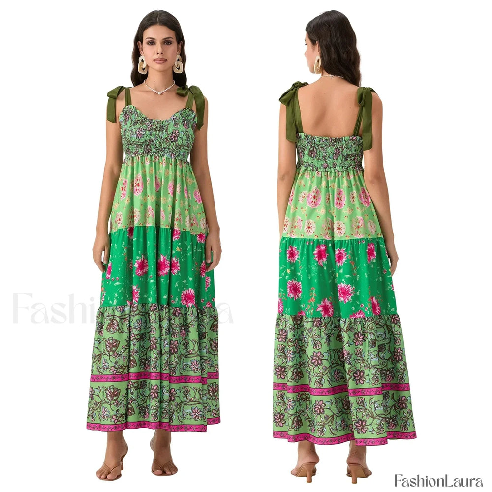 Ribbon Tie Up Swing Floral Dress color 9 / S