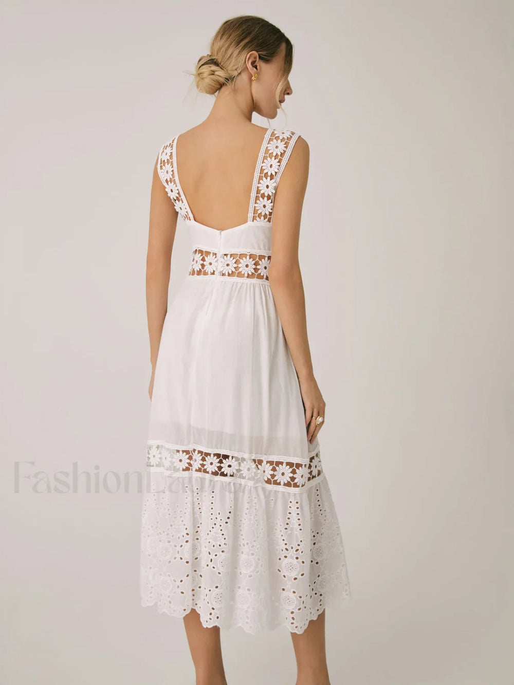Romantic Lace Graceful Patchwork Midi Dress Dresses